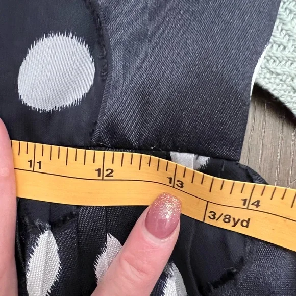 ADRIANA PAPELL Fit and Flare Black With White Polka Dot Printed Dress Size 4 - Picture 10 of 13